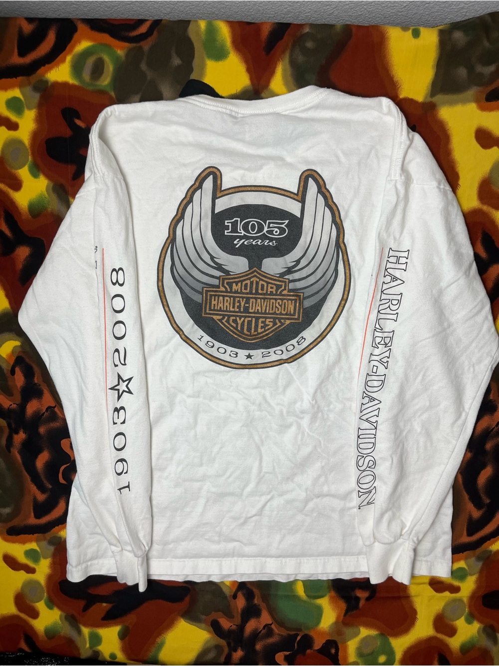 Y2K Harley Davidson White Long-sleeve Tee